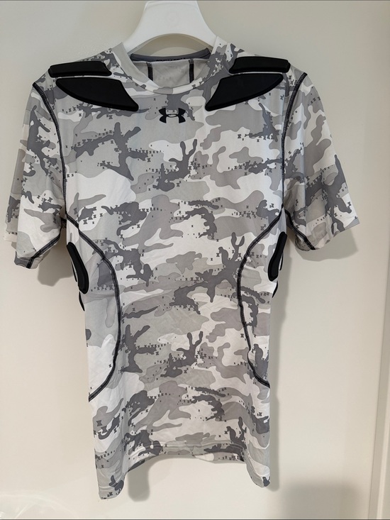 Under Armour Other - Under Armour White & Gray Camo Compression Top with Black Pads